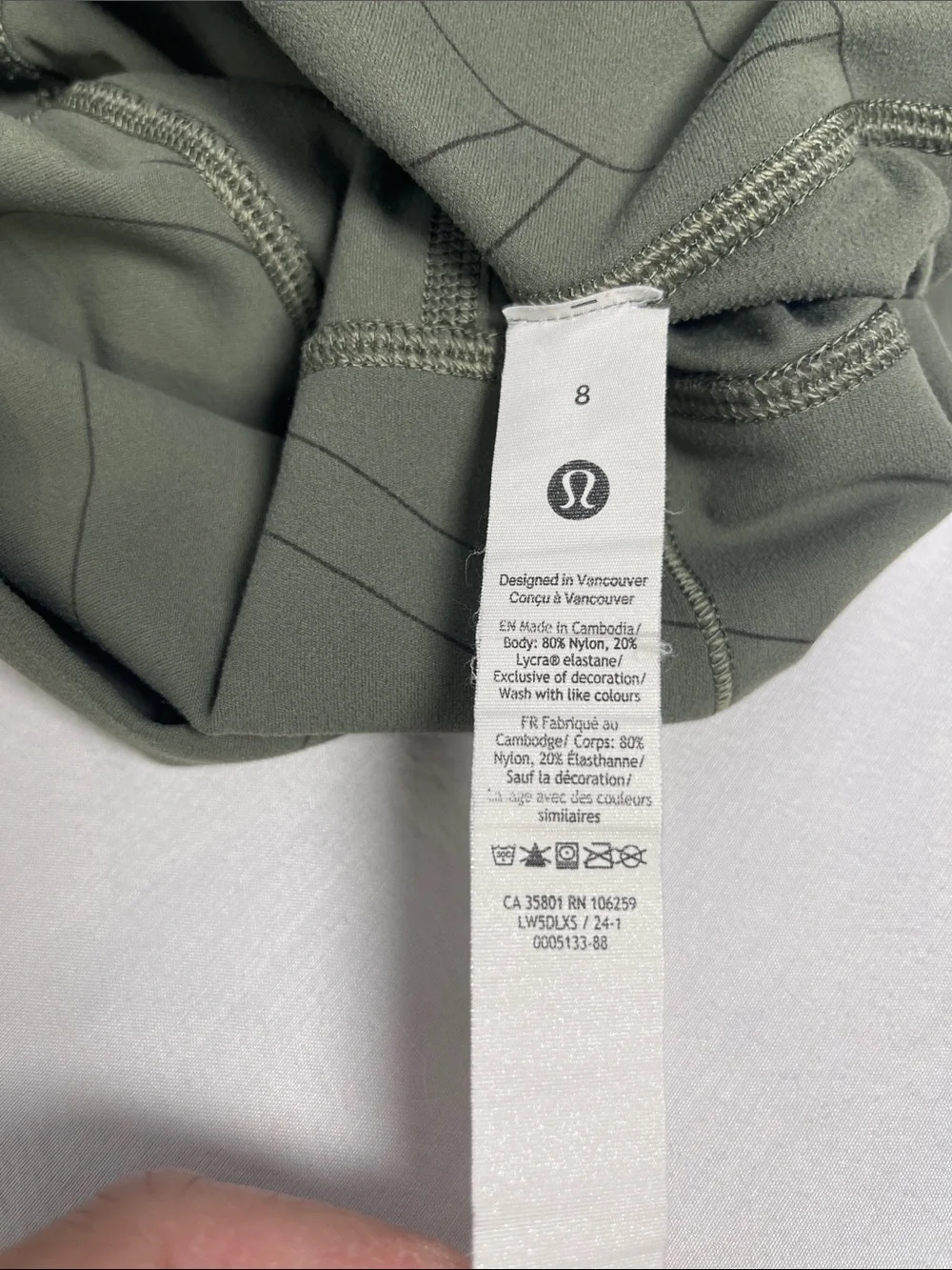 Lululemon Athletica Olive Green Patterned Leggings